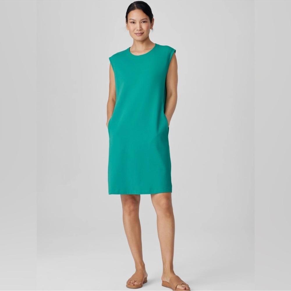 NWT Eileen Fisher Pima Organic Cotton Stretch Jersey Dress Sz 1X Knee Length